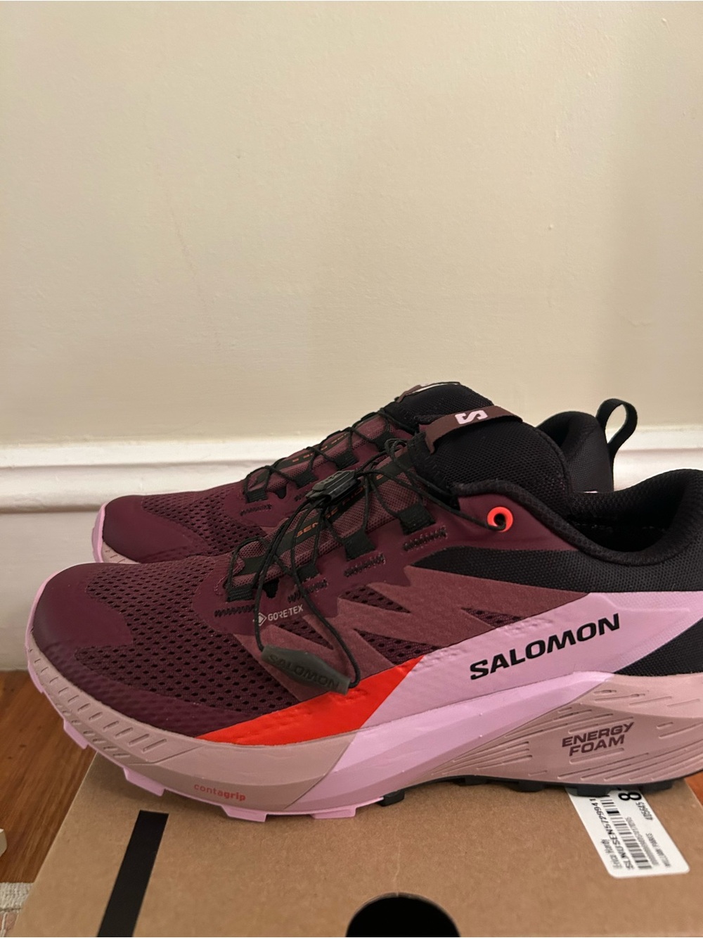 Salomon Women's Trail Running Shoes in Maroon, Pink and Black - Picture 2 of 7